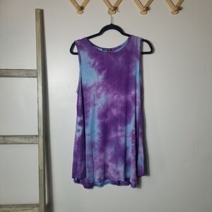 NWOT HEIMISH USA WOMEN'S PURPLE AND BLUE TIE-DYE TANK TOP SIZE 2XL